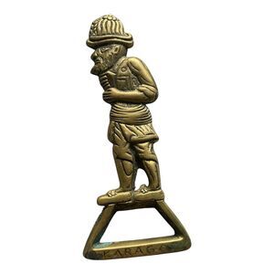 Vintage Turkish Karagoz Brass Bottle Opener Folklore Shadow Puppet